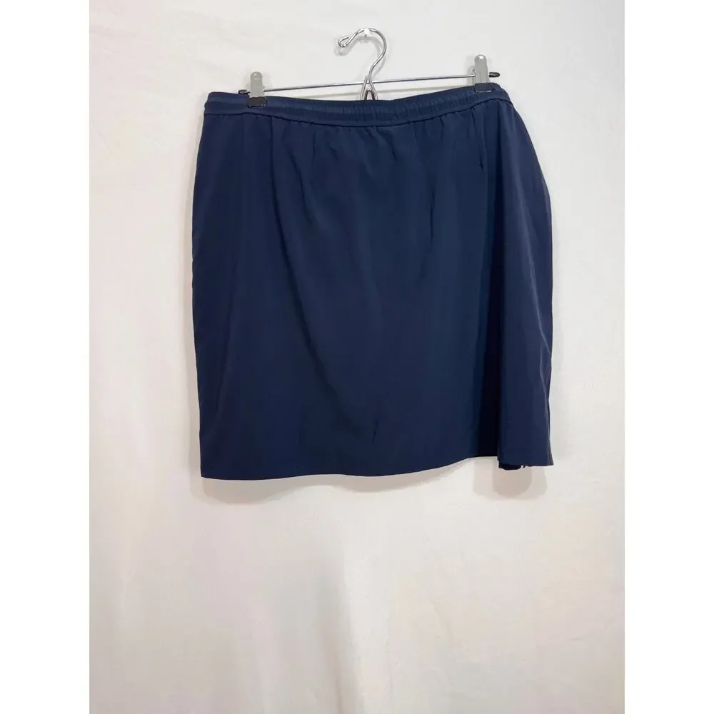 J. Jill skort Navy with white side stripes elastic tie waist stretch knit Sz L